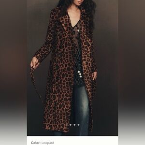 Avec Les Filles flocked velvet Animal Print Trench Coat